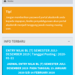 Periode Entry Nilai T (BL) Semester Juli – Desember 2019/2020